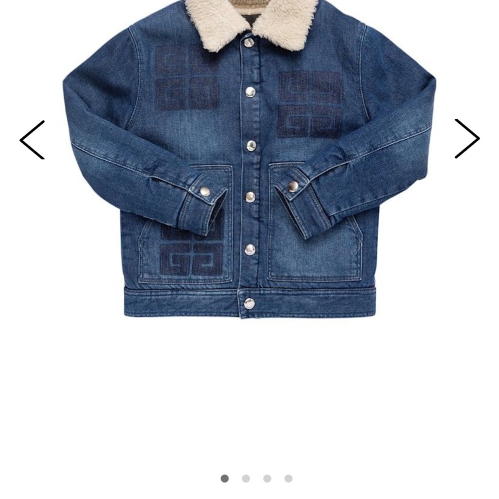 Givenchy Kids Blue Denim Jacket with Cream Shearling Collar